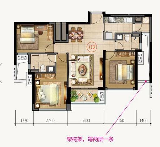 金艾陶家装：佛山合景新鸿基·泷景100㎡新中式装修效果鉴赏